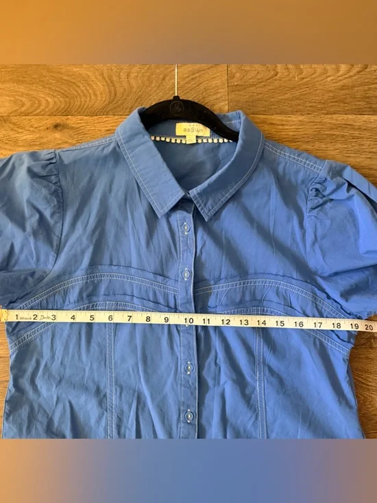 Umgee Royal Blue Pom-Trim Blouse - Picture 5 of 5